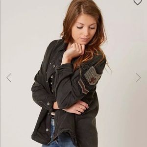 Free People Embellished Military Shirt Jacket